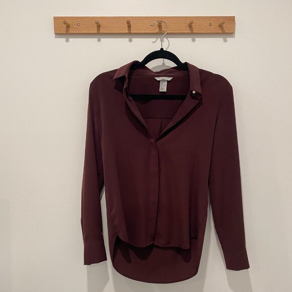 Plum Button Down Top by H&M Size 2 - Picture 1 of 2